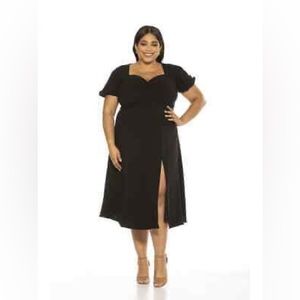ALEXIA ADMOR GRACIE PLUS SWEETHEART DRESS WITH SLIT - PLUS SIZE 3X BLACK…